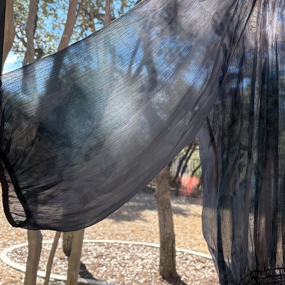 Amoure Couture sheer whimsigoth / boho top with smocked waistband, poet sleeves - Picture 6 of 9